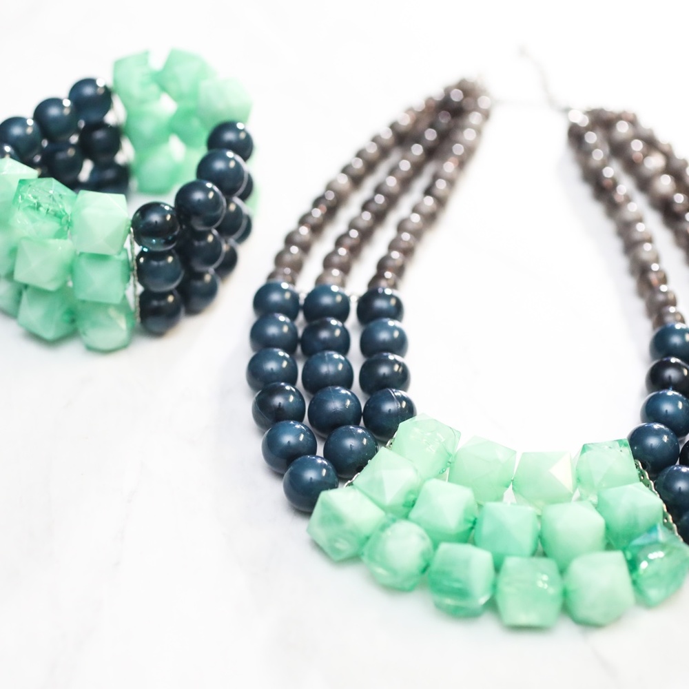 Beaded necklace and bracelet